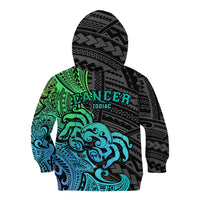 Zodiac Cancer Kid Hoodie Polynesian in Gradient Blue - Wonder Print Shop