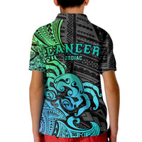 Zodiac Cancer Kid Polo Shirt Polynesian in Gradient Blue - Wonder Print Shop
