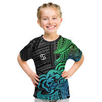 Zodiac Cancer Kid T Shirt Polynesian in Gradient Blue - Wonder Print Shop