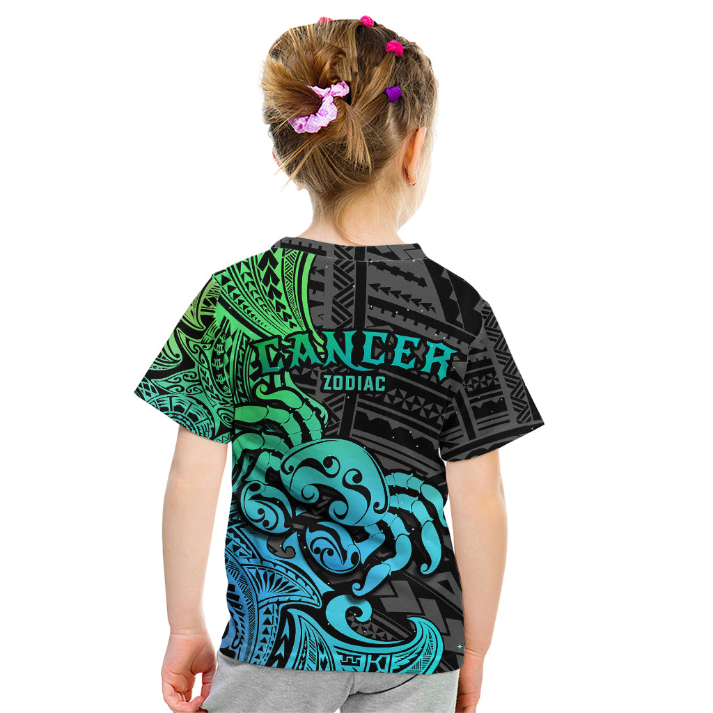 Zodiac Cancer Kid T Shirt Polynesian in Gradient Blue - Wonder Print Shop