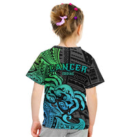 Zodiac Cancer Kid T Shirt Polynesian in Gradient Blue - Wonder Print Shop