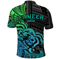 Zodiac Cancer Polo Shirt Polynesian in Gradient Blue - Wonder Print Shop