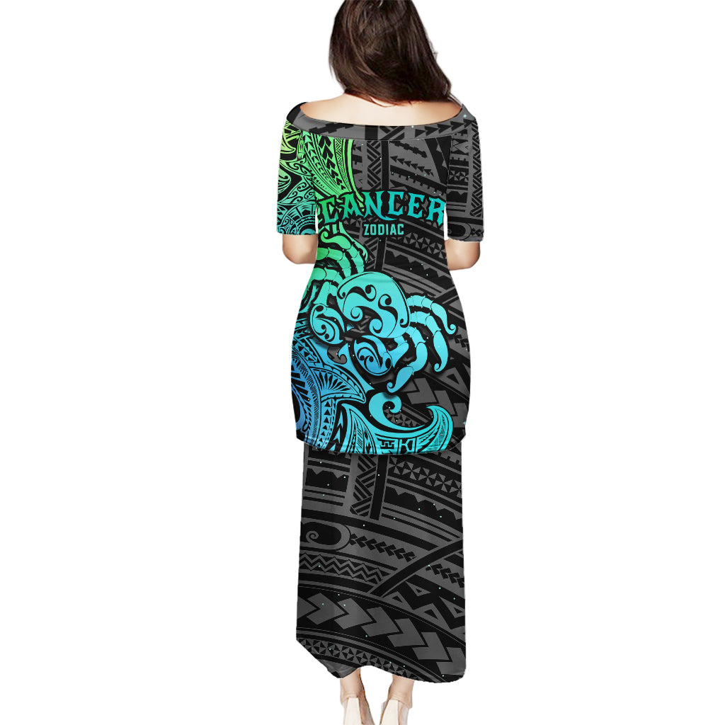 Zodiac Cancer Puletasi Polynesian in Gradient Blue - Wonder Print Shop