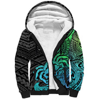 Zodiac Cancer Sherpa Hoodie Polynesian in Gradient Blue - Wonder Print Shop