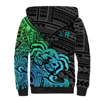 Zodiac Cancer Sherpa Hoodie Polynesian in Gradient Blue - Wonder Print Shop