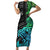 Zodiac Cancer Short Sleeve Bodycon Dress Polynesian in Gradient Blue - Wonder Print Shop