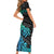 Zodiac Cancer Short Sleeve Bodycon Dress Polynesian in Gradient Blue - Wonder Print Shop