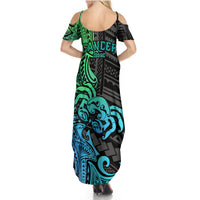 Zodiac Cancer Summer Maxi Dress Polynesian in Gradient Blue - Wonder Print Shop