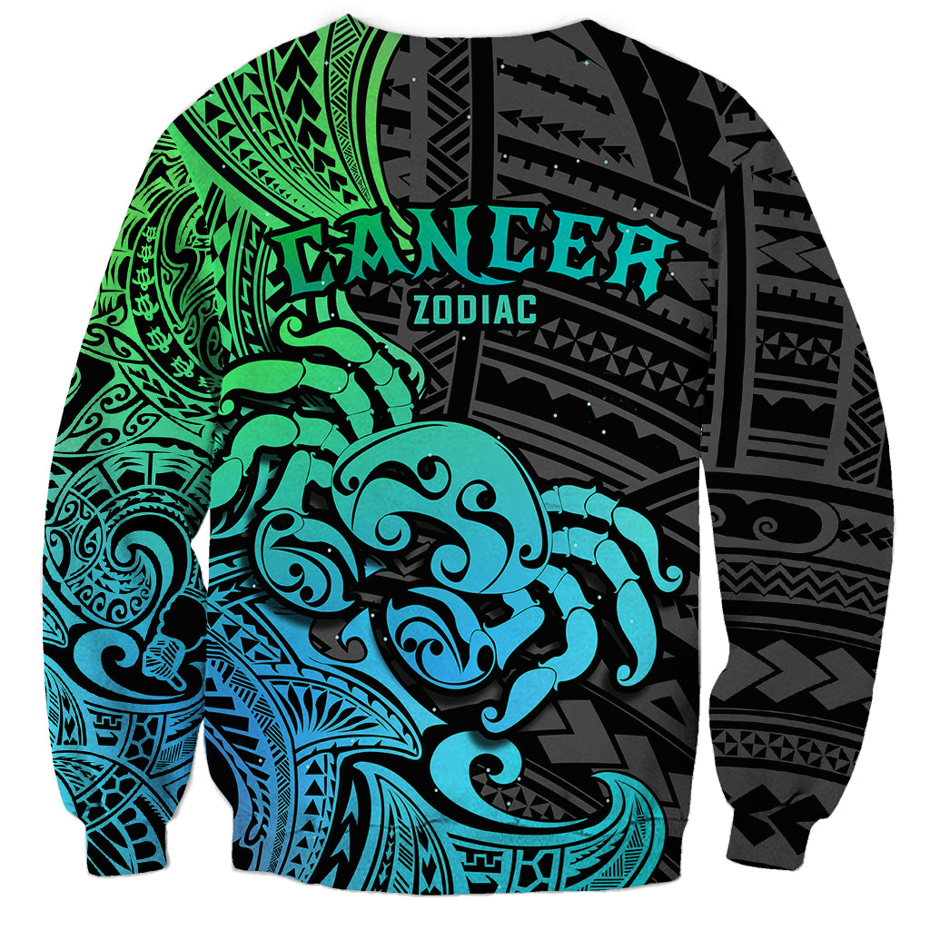 Zodiac Cancer Sweatshirt Polynesian in Gradient Blue - Wonder Print Shop