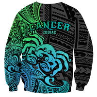 Zodiac Cancer Sweatshirt Polynesian in Gradient Blue - Wonder Print Shop