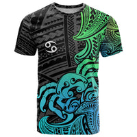 Zodiac Cancer T Shirt Polynesian in Gradient Blue - Wonder Print Shop