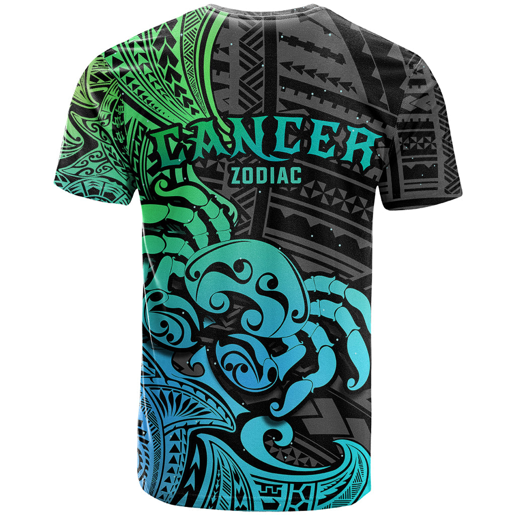 Zodiac Cancer T Shirt Polynesian in Gradient Blue - Wonder Print Shop