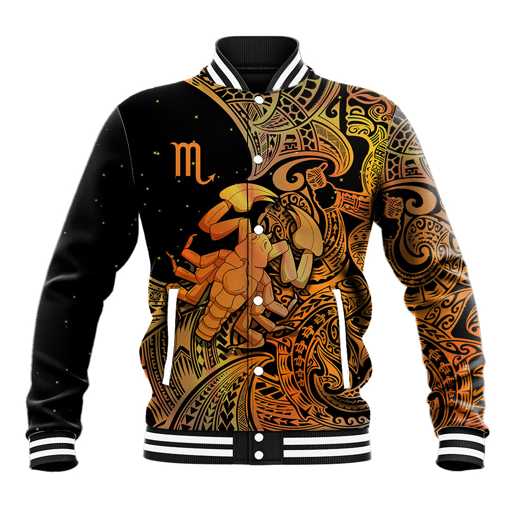 Zodiac Scorpio Baseball Jacket Polynesian in Orange - Wonder Print Shop