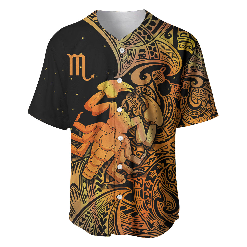 Zodiac Scorpio Baseball Jersey Polynesian in Orange - Wonder Print Shop