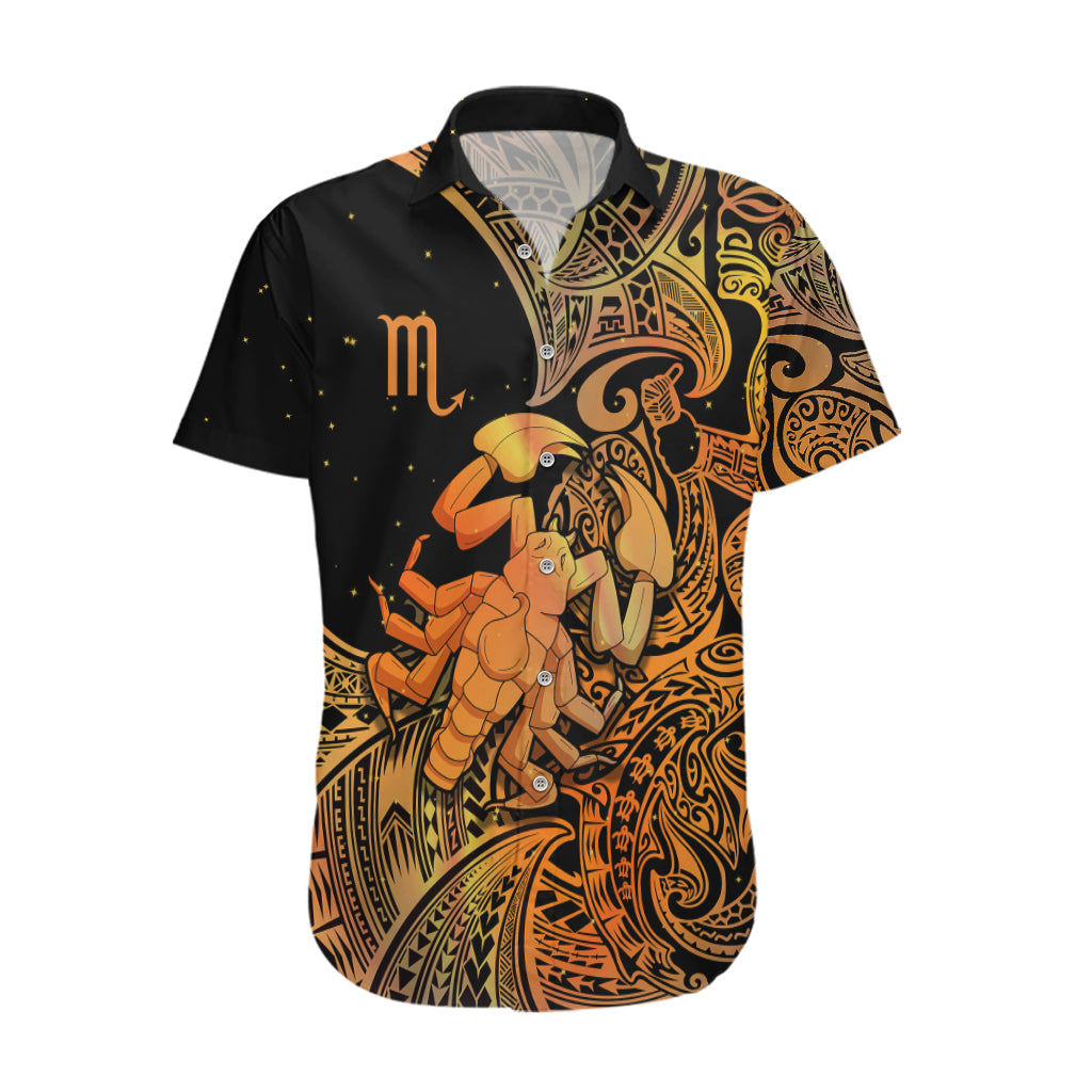 Zodiac Scorpio Hawaiian Shirt Polynesian in Orange - Wonder Print Shop