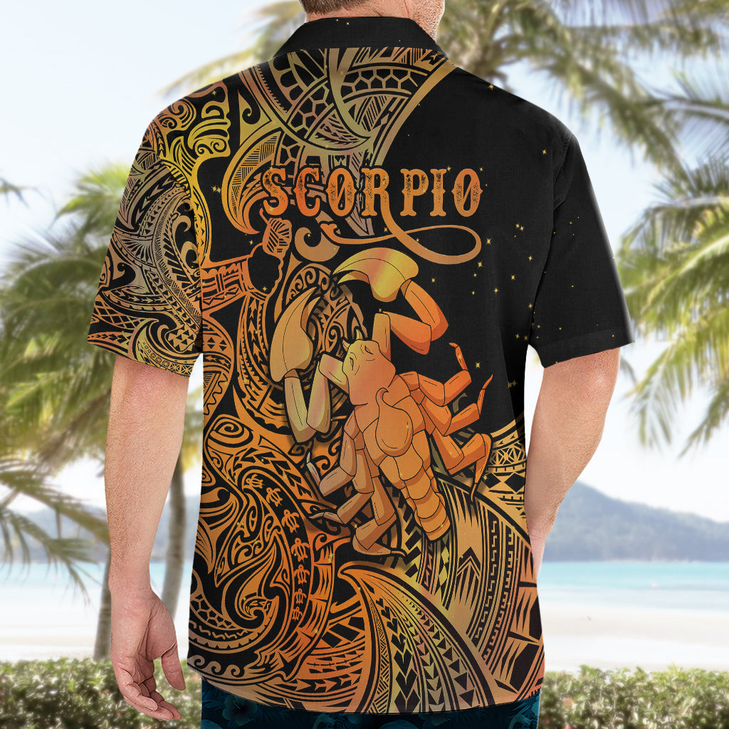 Zodiac Scorpio Hawaiian Shirt Polynesian in Orange - Wonder Print Shop
