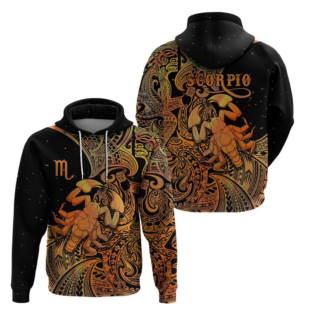 Zodiac Scorpio Hoodie Polynesian in Orange - Wonder Print Shop