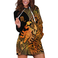 Zodiac Scorpio Hoodie Dress Polynesian in Orange - Wonder Print Shop
