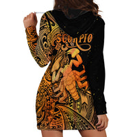 Zodiac Scorpio Hoodie Dress Polynesian in Orange - Wonder Print Shop