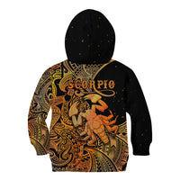 Zodiac Scorpio Kid Hoodie Polynesian in Orange - Wonder Print Shop