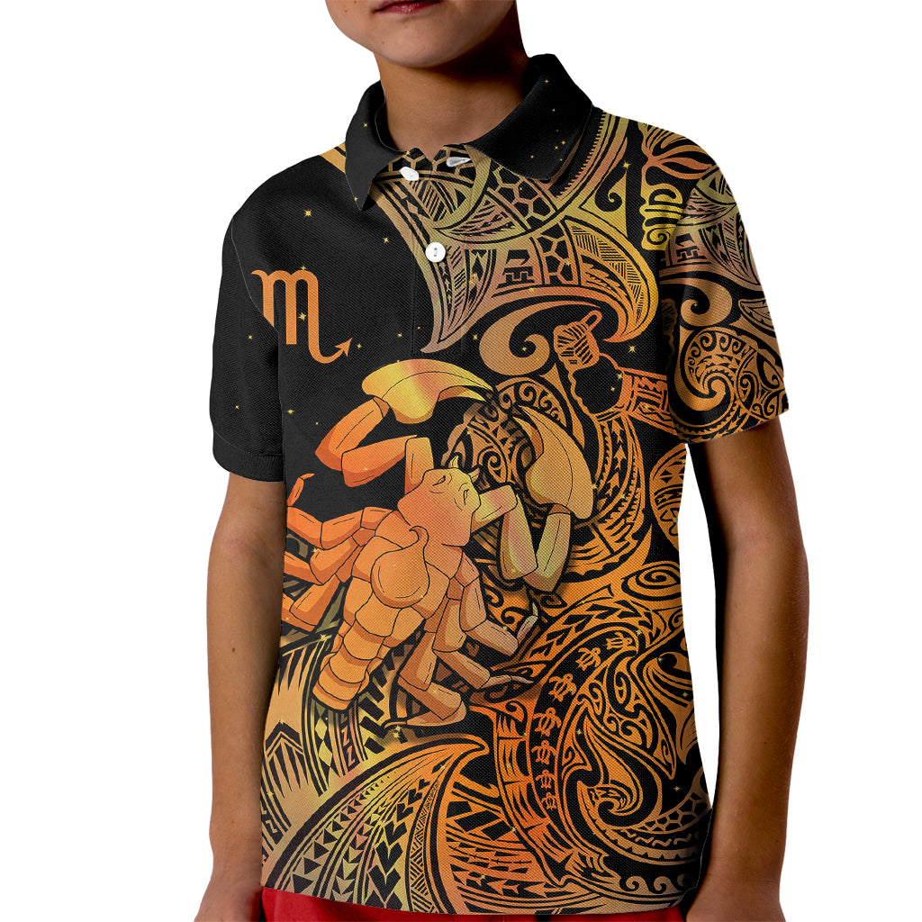 Zodiac Scorpio Kid Polo Shirt Polynesian in Orange - Wonder Print Shop