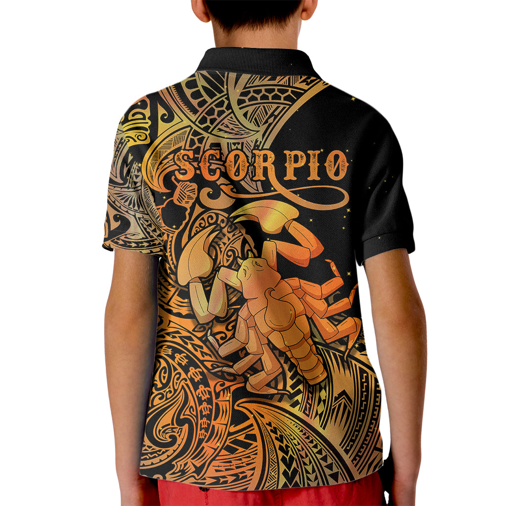Zodiac Scorpio Kid Polo Shirt Polynesian in Orange - Wonder Print Shop
