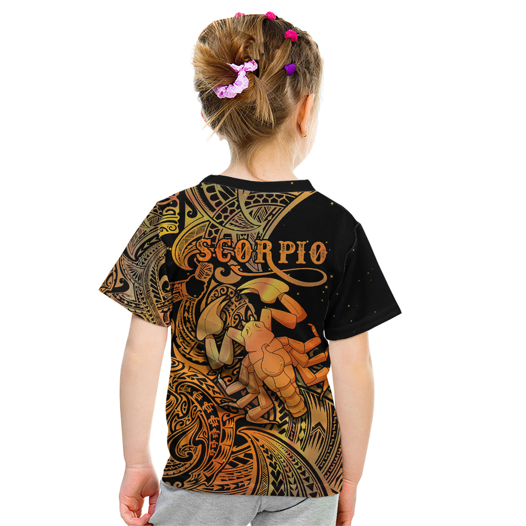 Zodiac Scorpio Kid T Shirt Polynesian in Orange - Wonder Print Shop