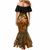 Zodiac Scorpio Mermaid Dress Polynesian in Orange - Wonder Print Shop