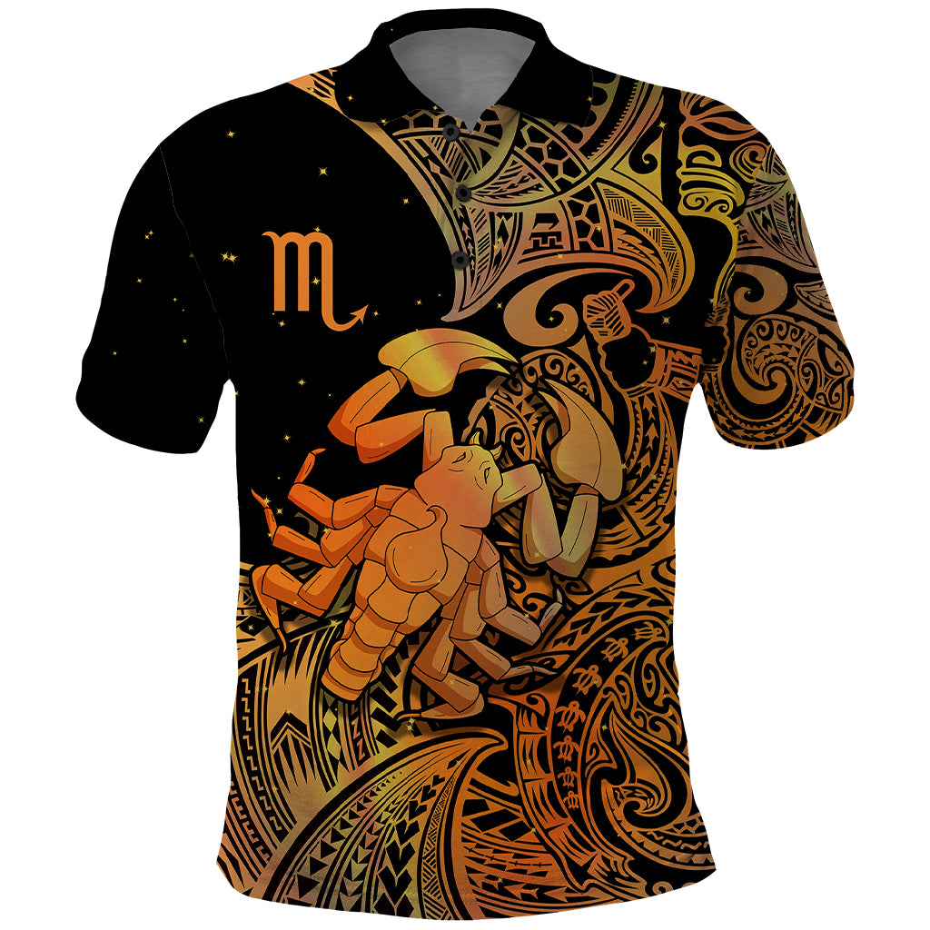Zodiac Scorpio Polo Shirt Polynesian in Orange - Wonder Print Shop