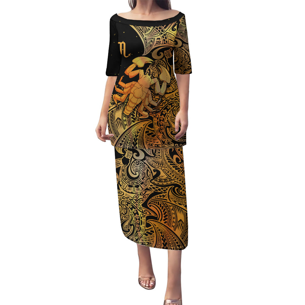 Zodiac Scorpio Puletasi Polynesian in Orange - Wonder Print Shop