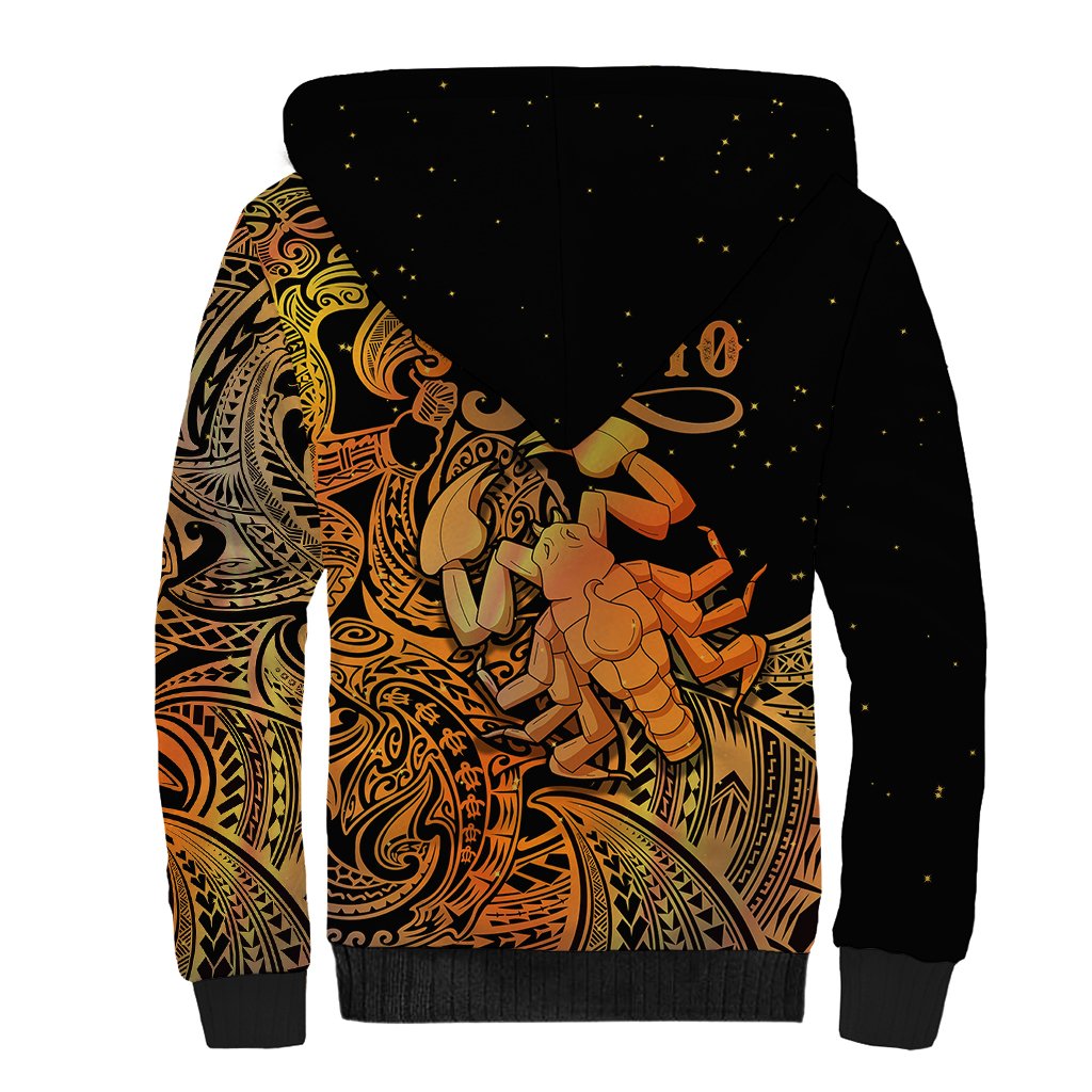 Zodiac Scorpio Sherpa Hoodie Polynesian in Orange - Wonder Print Shop