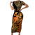 Zodiac Scorpio Short Sleeve Bodycon Dress Polynesian in Orange - Wonder Print Shop