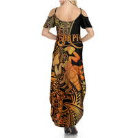 Zodiac Scorpio Summer Maxi Dress Polynesian in Orange - Wonder Print Shop