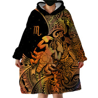 Zodiac Scorpio Wearable Blanket Hoodie Polynesian in Orange - Wonder Print Shop