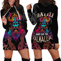 Nordic Warrior Viking Hoodie Dress with Raven Motif Neon - Wonder Print Shop