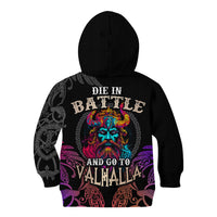 Nordic Warrior Viking Kid Hoodie with Raven Motif Neon - Wonder Print Shop