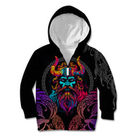 Nordic Warrior Viking Kid Hoodie with Raven Motif Neon - Wonder Print Shop