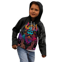 Nordic Warrior Viking Kid Hoodie with Raven Motif Neon - Wonder Print Shop