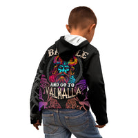 Nordic Warrior Viking Kid Hoodie with Raven Motif Neon - Wonder Print Shop