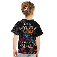 Nordic Warrior Viking Kid T Shirt with Raven Motif Neon - Wonder Print Shop