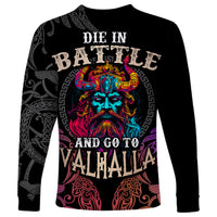 Nordic Warrior Viking Long Sleeve Shirt with Raven Motif Neon - Wonder Print Shop