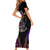 Nordic Warrior Viking Short Sleeve Bodycon Dress with Raven Motif Neon - Wonder Print Shop