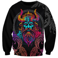 Nordic Warrior Viking Sweatshirt with Raven Motif Neon - Wonder Print Shop