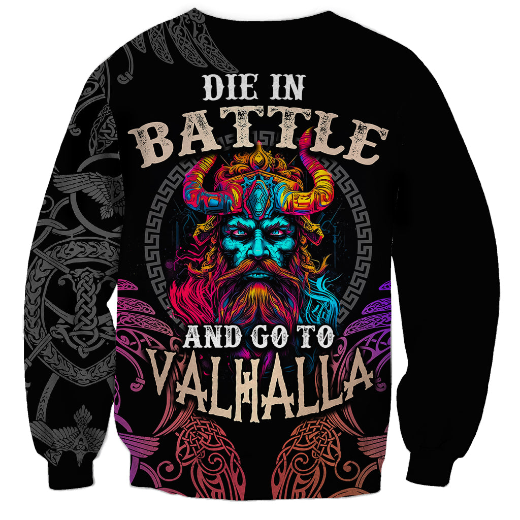 Nordic Warrior Viking Sweatshirt with Raven Motif Neon - Wonder Print Shop