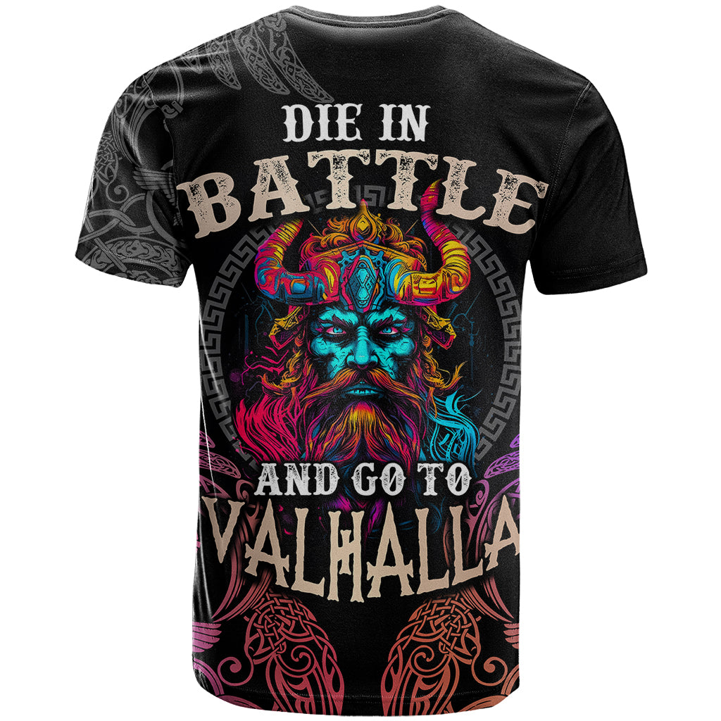 Nordic Warrior Viking T Shirt with Raven Motif Neon - Wonder Print Shop