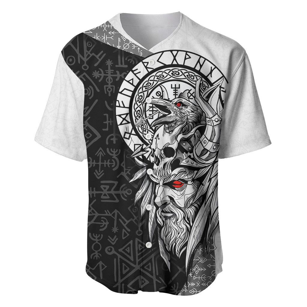 Viking Odin Baseball Jersey Ravens of Valhalla with Helm of Awe and Ancient Rune Patterns - Wonder Print Shop