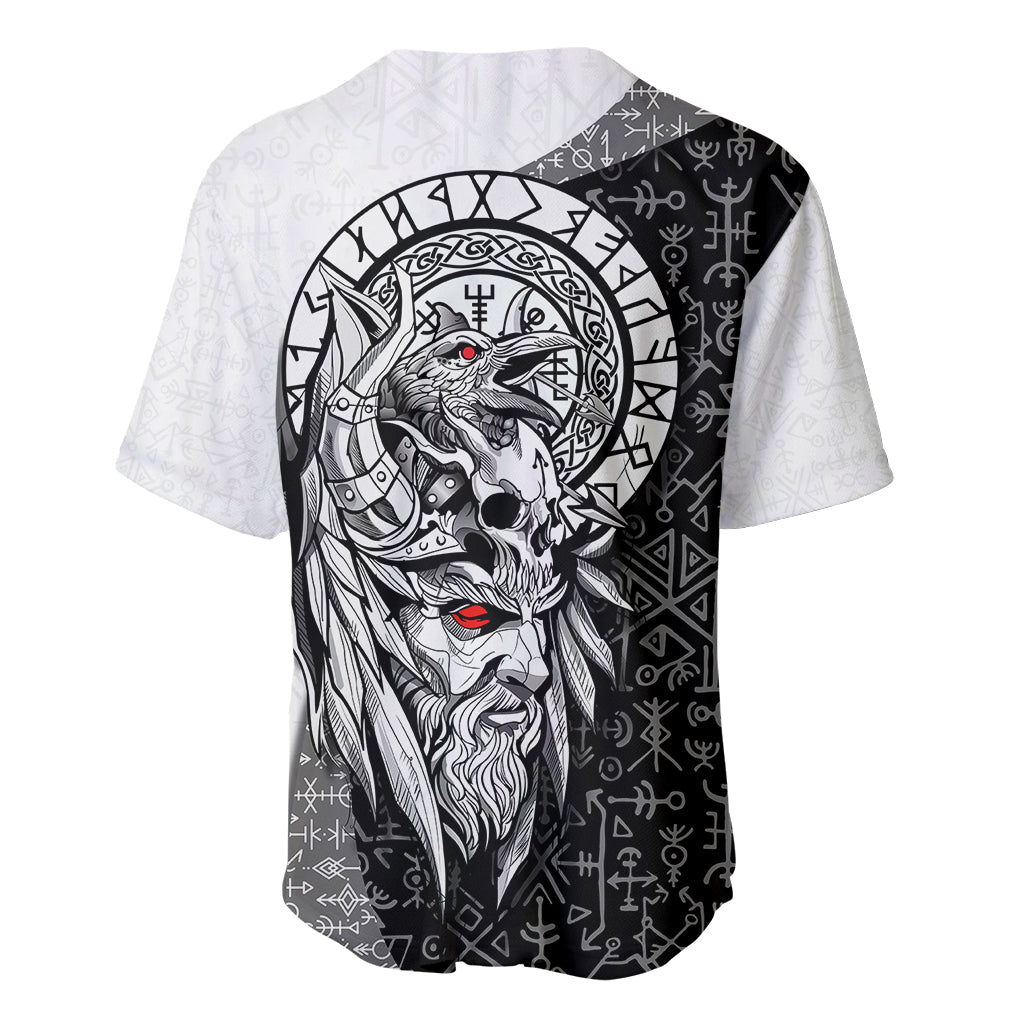 Viking Odin Baseball Jersey Ravens of Valhalla with Helm of Awe and Ancient Rune Patterns - Wonder Print Shop