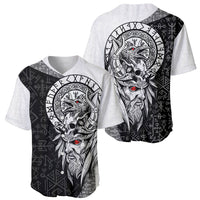 Viking Odin Baseball Jersey Ravens of Valhalla with Helm of Awe and Ancient Rune Patterns - Wonder Print Shop