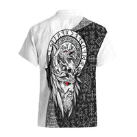 Viking Odin Hawaiian Shirt Ravens of Valhalla with Helm of Awe and Ancient Rune Patterns - Wonder Print Shop