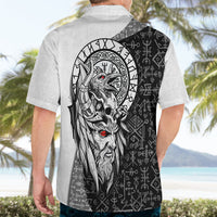 Viking Odin Hawaiian Shirt Ravens of Valhalla with Helm of Awe and Ancient Rune Patterns - Wonder Print Shop